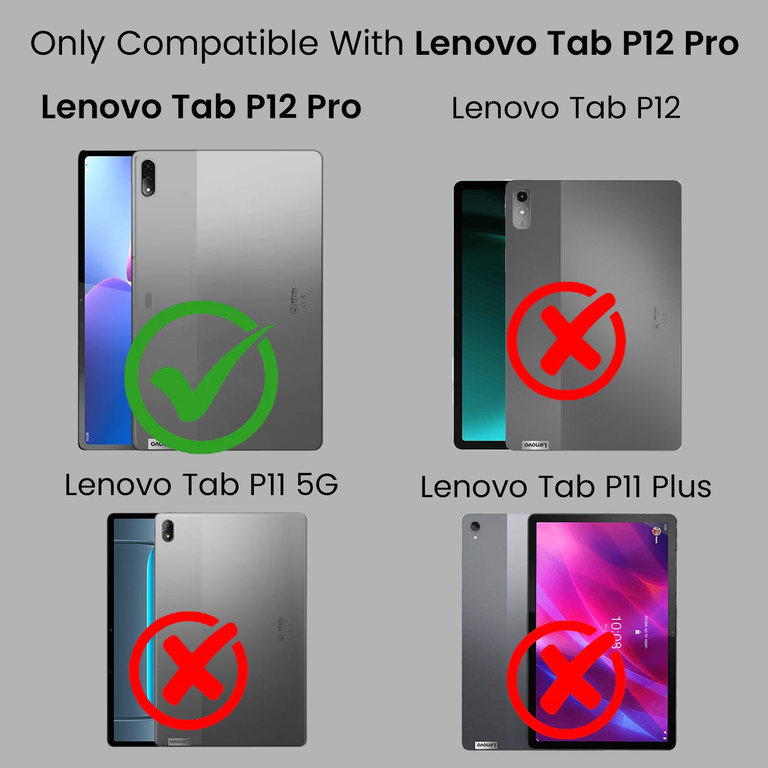 For Lenovo Tab P12 Pro 12.6 InchTB-Q706Z/Q706F Flip Cover Folio Cover (PU Leather | Multi-Angle Smart Stand | Card Storage Slots | Silicone Back Pouch)
