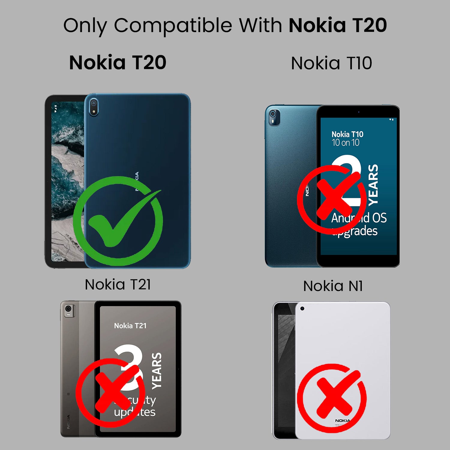 For Nokia T20 10.36 Inch TA-1397/1394/1392 Flip Cover Folio Cover (PU Leather | Multi-Angle Smart Stand | Card Storage Slots | Silicone Back Pouch)