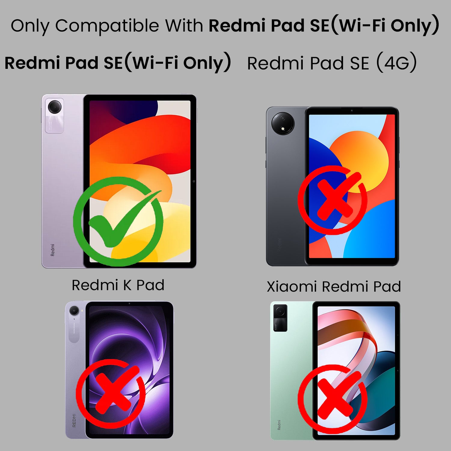 For Redmi Pad SE 11 Inch 23073RPBFG Flip Cover Folio Cover (PU Leather | Multi-Angle Smart Stand | Card Storage Slots | Silicone Back Pouch)