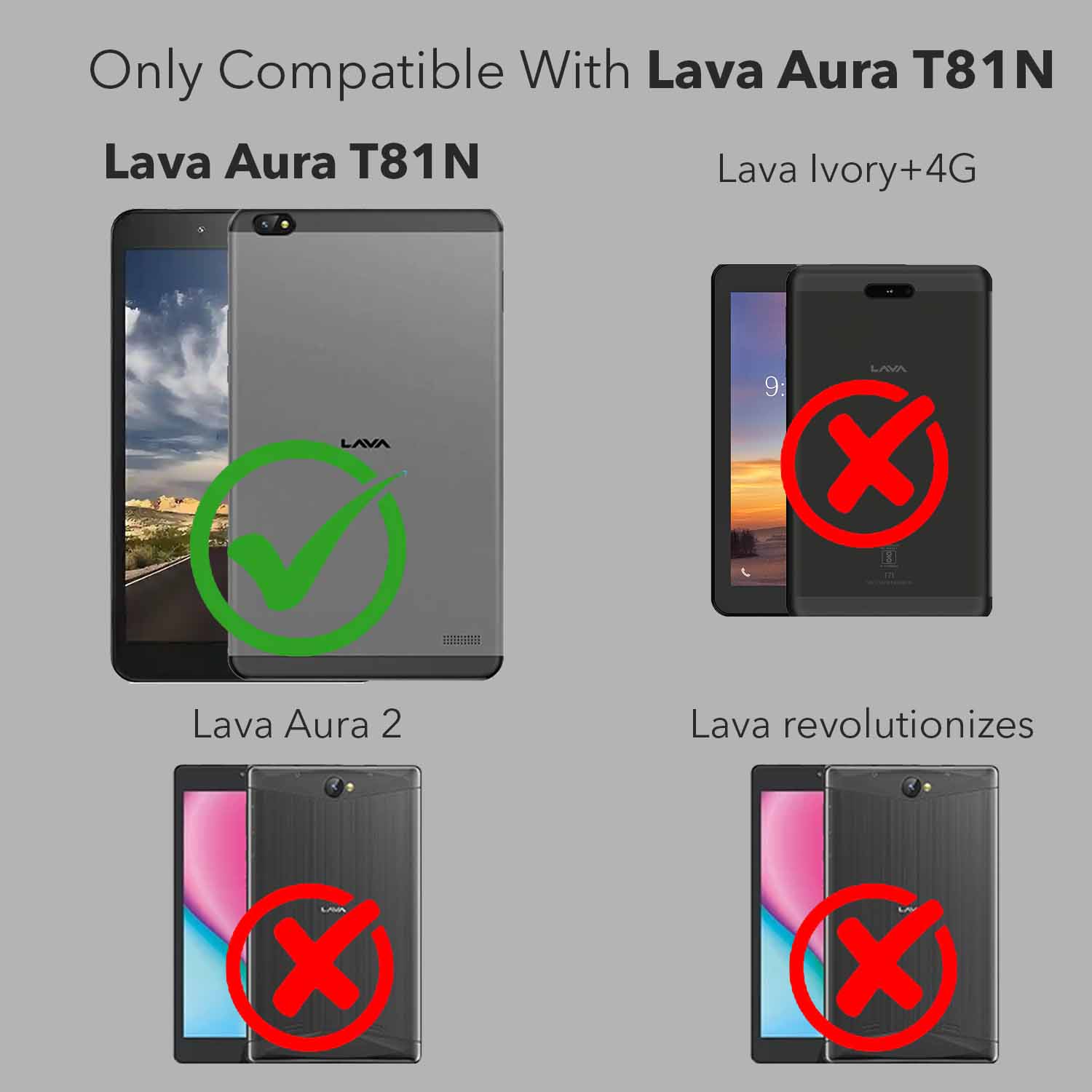 For Lava Aura T81N 8 Inch Flip Cover Folio Case (PU Matte Leather | Multi-Angle Smart Stand | Card Storage Slots | Silicone Back Pouch)