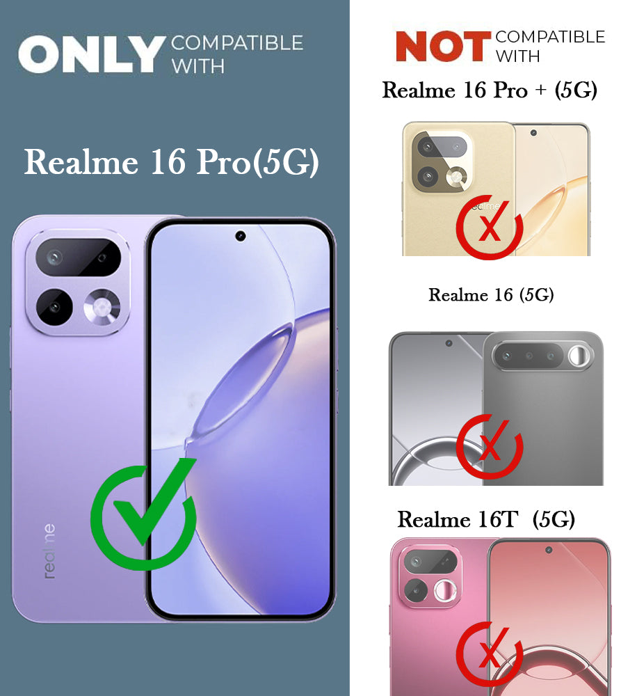 For Realme 16 Pro Back Cover Case (Matte Finish Silicone with Inside Fiber cloth)