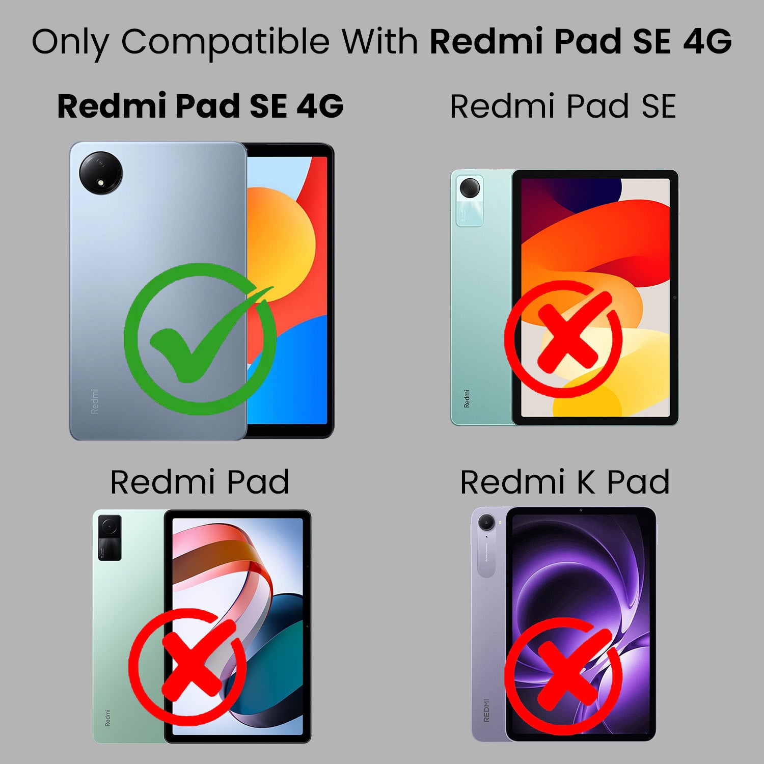 For Redmi Pad SE 4G 8.7 Inch 220233L2G Flip Cover Folio Cover (PU Matte Leather | Multi-Angle Smart Stand | Card Storage Slots | Silicone Back Pouch)