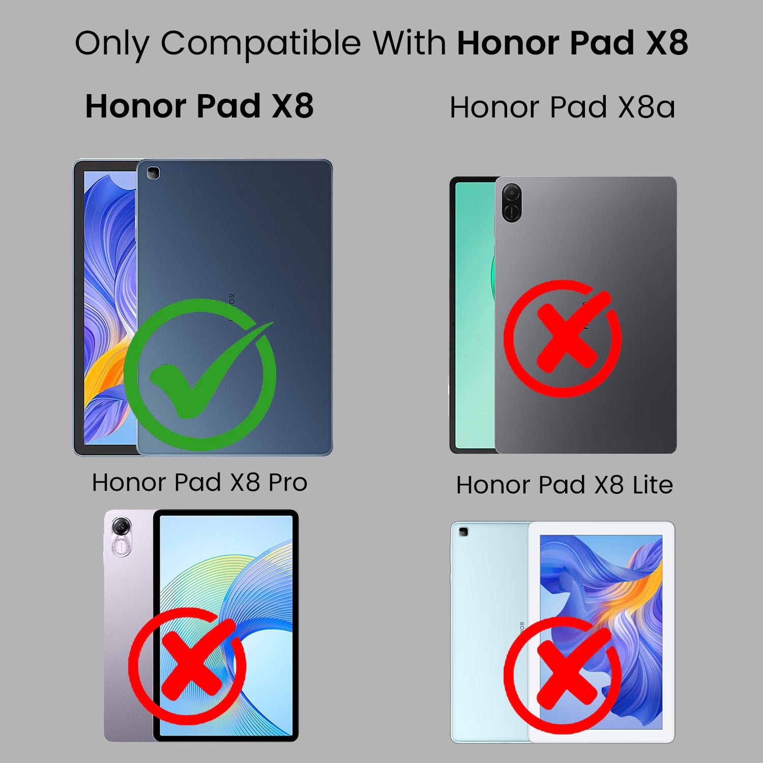 For Honor Pad X8 10.1 Inch AGM3-W09HN Flip Cover Folio Cover (PU Leather | Multi-Angle Smart Stand | Card Storage Slots | Silicone Back Pouch)
