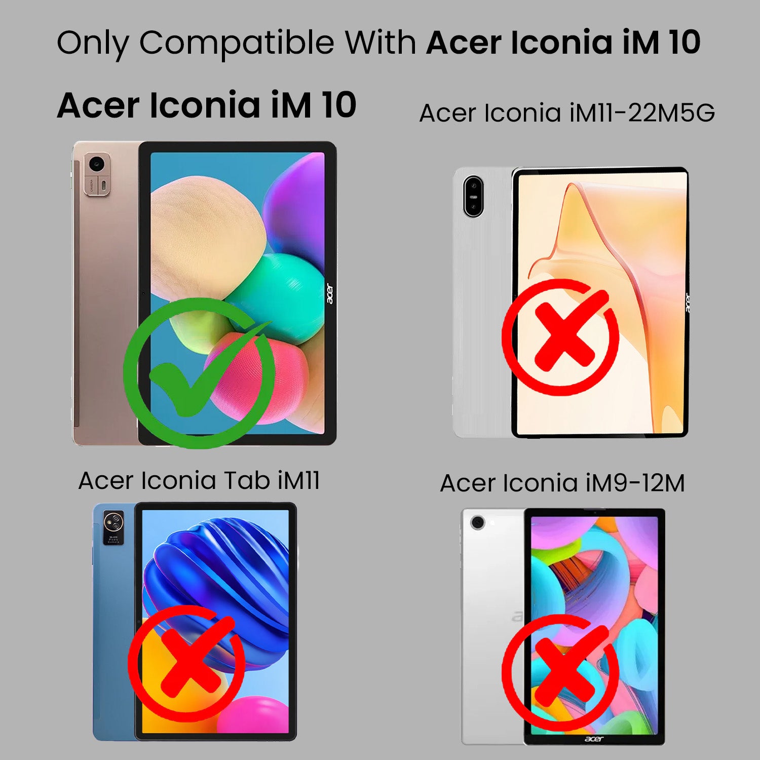 For Acer Iconia Tab iM10 10.36 Inch Flip Cover Folio Cover (PU Leather | Multi-Angle Smart Stand | Card Storage Slots | Silicone Back Pouch)