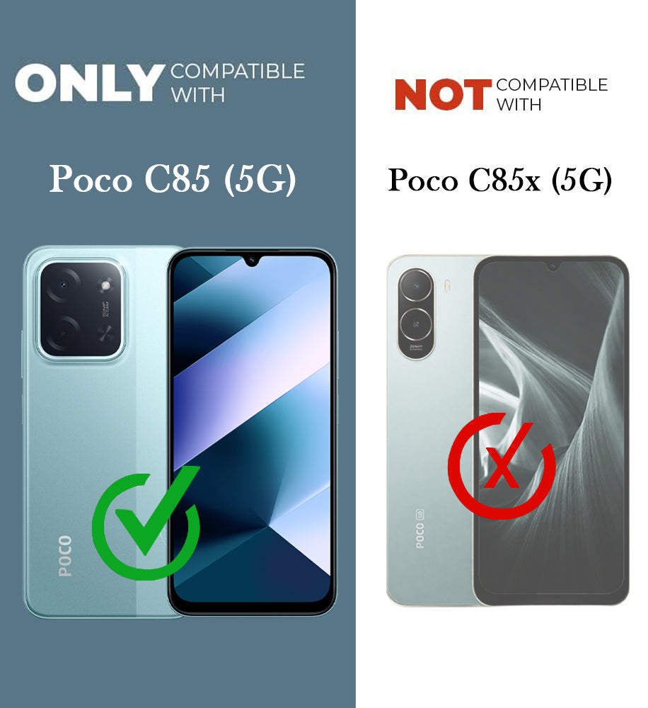 For Poco C85 5G Back Cover Case Lifetime Anti-Yellow Clear (Camera Protection | Side Grip | Wireless MagSafe Compatible)