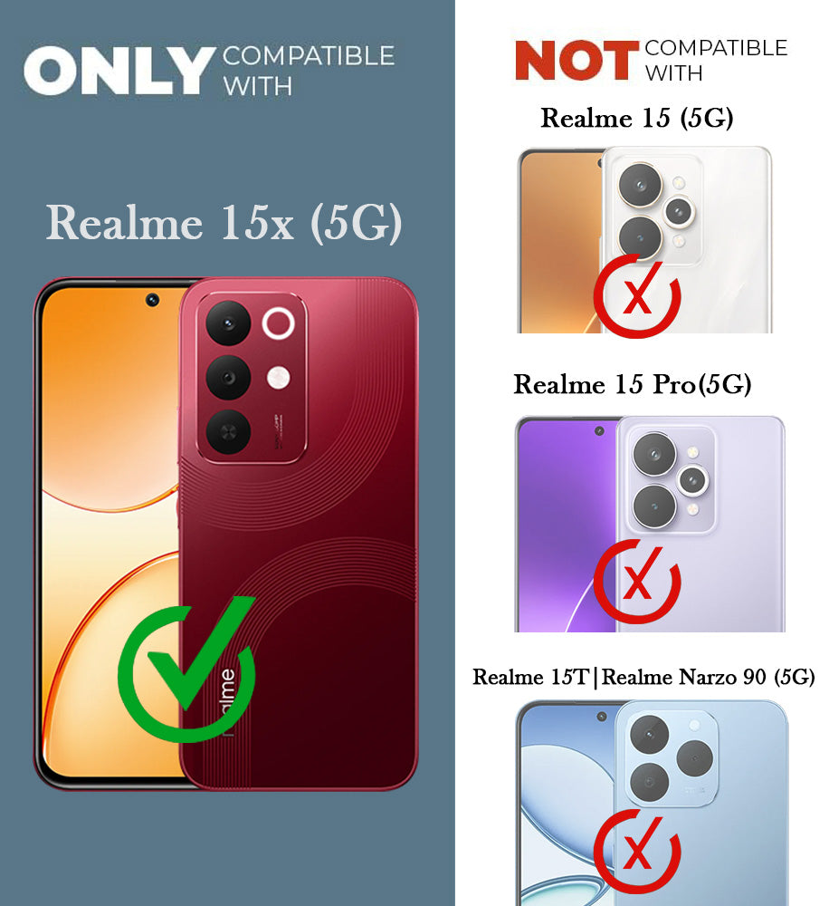 For Realme 15X Back Cover Case (Textured Grip Design | Micro-Fiber Cloth Inside | Slim and Light Weight | Soft Touch and Feel)