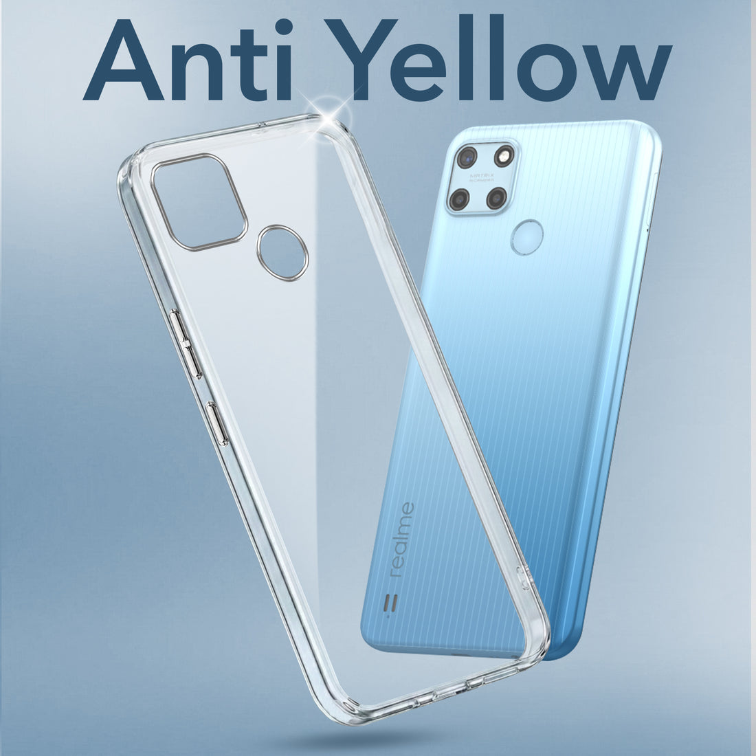 For Realme C21Y | C25Y Back Cover Case (Hard Anti Yellow Clear Case | Sleek Hard Crystal Clear | Drop & Camera Protection | Shockproof Polycarbonate)