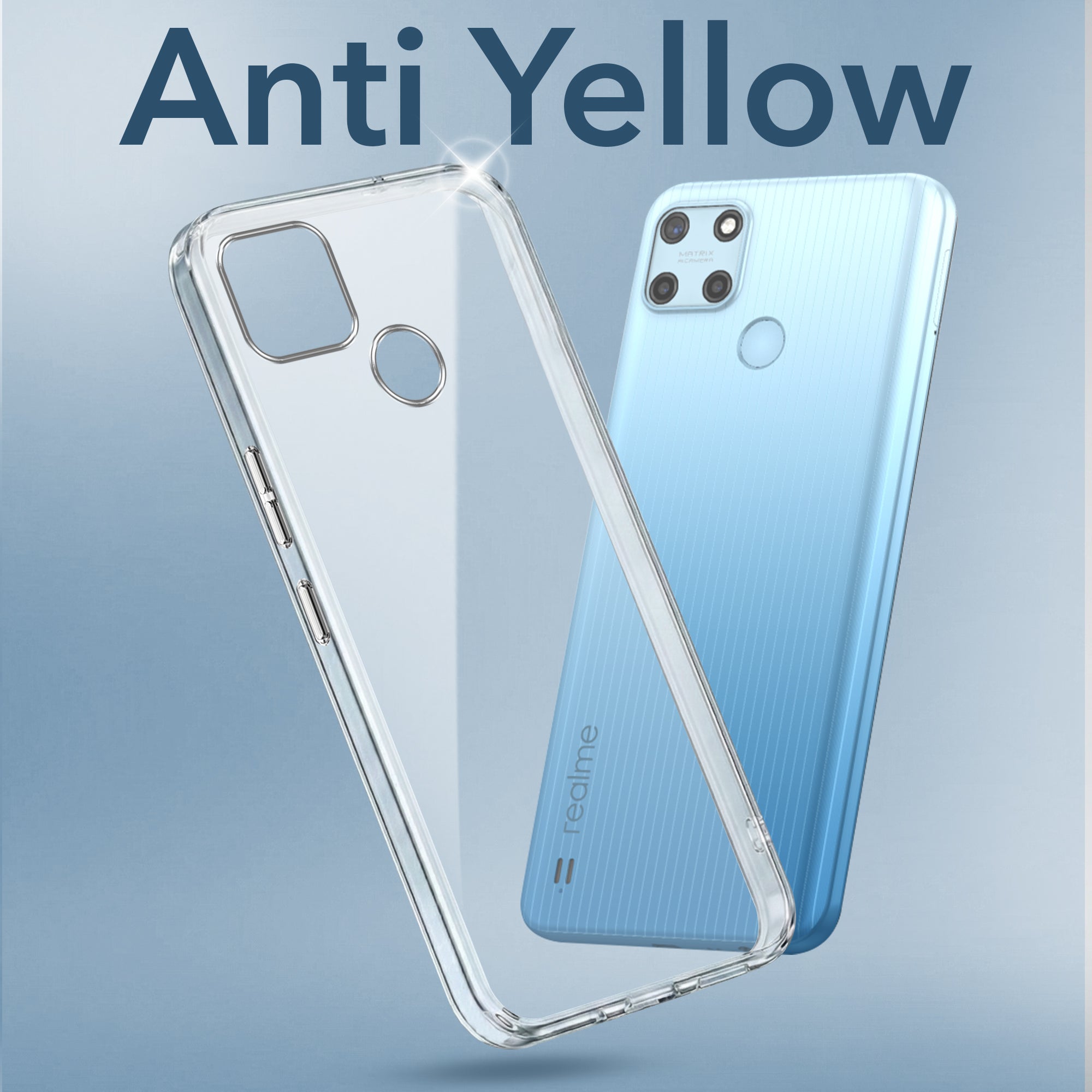 For Realme C21Y | C25Y Back Cover Case (Hard Anti Yellow Clear Case | Sleek Hard Crystal Clear | Drop & Camera Protection | Shockproof Polycarbonate)