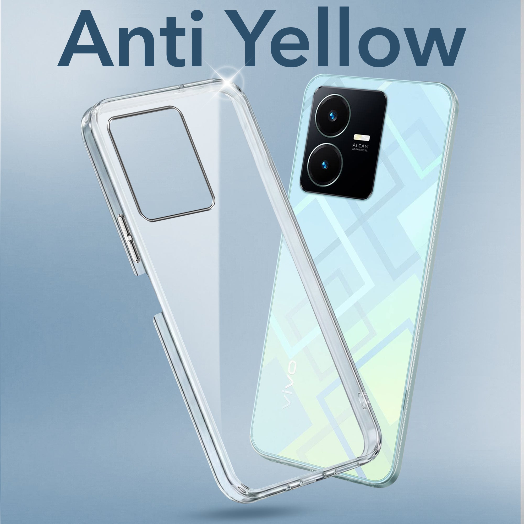 For VIVO Y22 | VIVO Y22s Back Cover Case (Hard Anti Yellow Clear Case | Drop & Camera Protection | Shockproof Polycarbonate)
