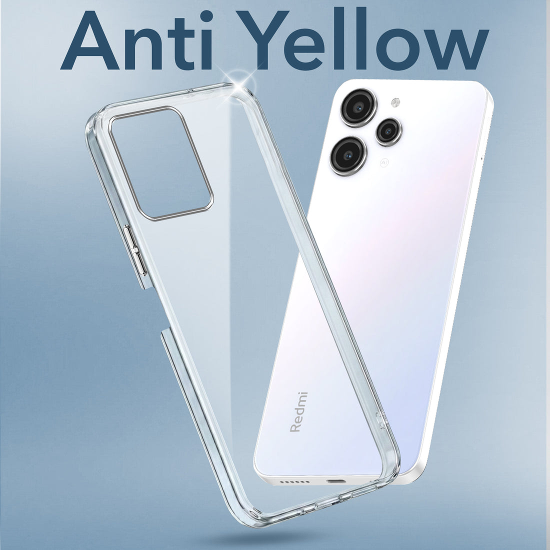 For Redmi 12 4G | Redmi 12 5G Back Case Cover (Hard Anti Yellow Clear Case | Sleek Hard Crystal Clear | Drop & Camera Protection | Shockproof Polycarbonate)