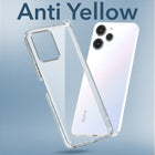 For Redmi 12 4G | Redmi 12 5G Back Case Cover (Hard Anti Yellow Clear Case | Sleek Hard Crystal Clear | Drop & Camera Protection | Shockproof Polycarbonate)