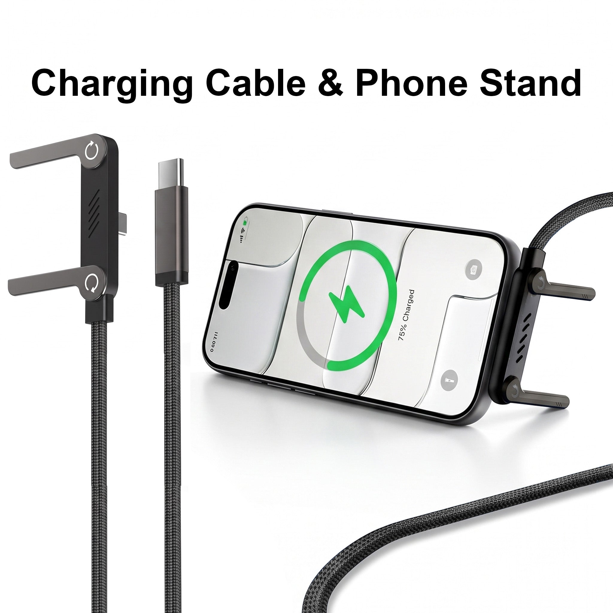 120W Fast Charging Cable with Foldable Phone Stand Brackets (Type C)