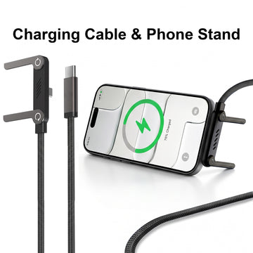 120W Fast Charging Cable with Foldable Phone Stand Brackets (Type C)