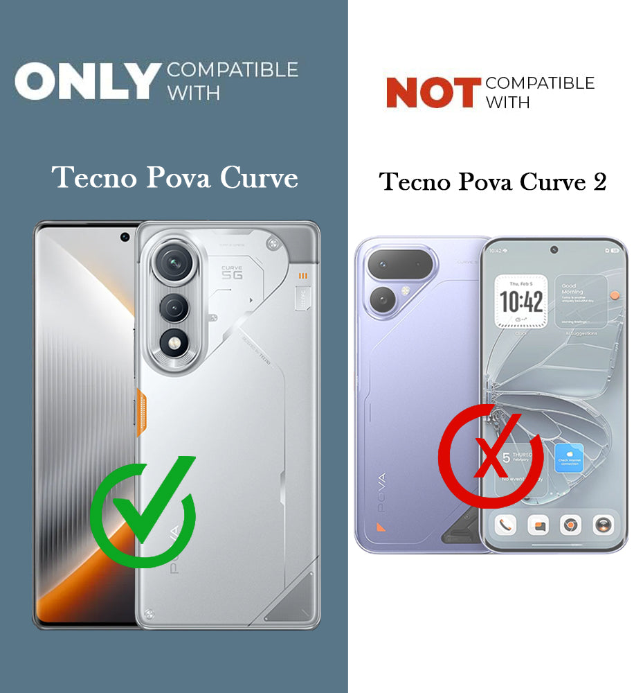 For Tecno Pova Curve Back Cover Case ( Hybrid Armor Case | Carbon Fiber Shockproof | Soft and Flexible | Black )