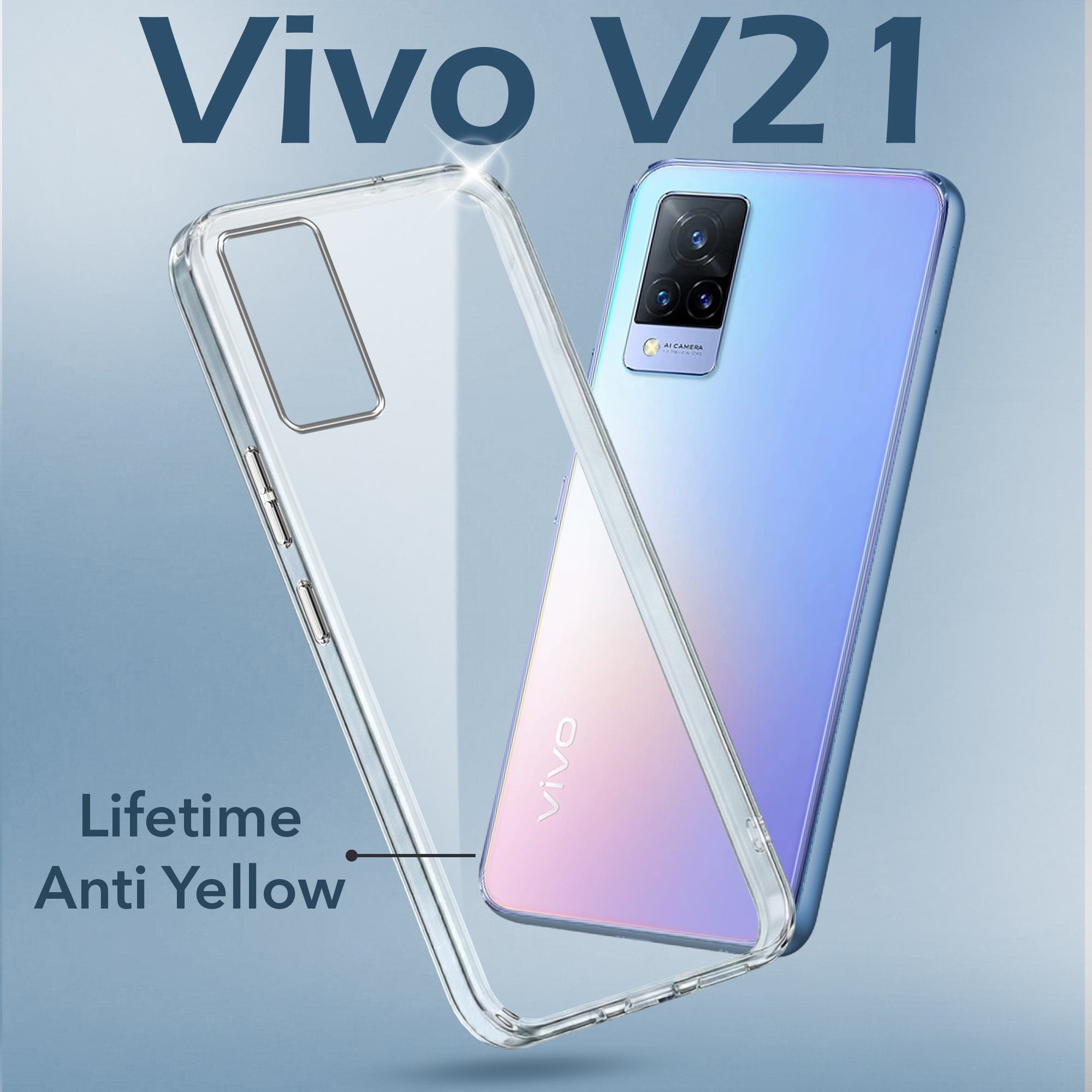 For Vivo V21 | Vivo V21 5G Back Cover Case (Hard Anti Yellow Clear Case | Sleek Hard Crystal Clear | Drop & Camera Protection | Shockproof Polycarbonate)