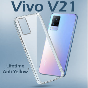 For Vivo V21 | Vivo V21 5G Back Cover Case (Hard Anti Yellow Clear Case | Sleek Hard Crystal Clear | Drop & Camera Protection | Shockproof Polycarbonate)