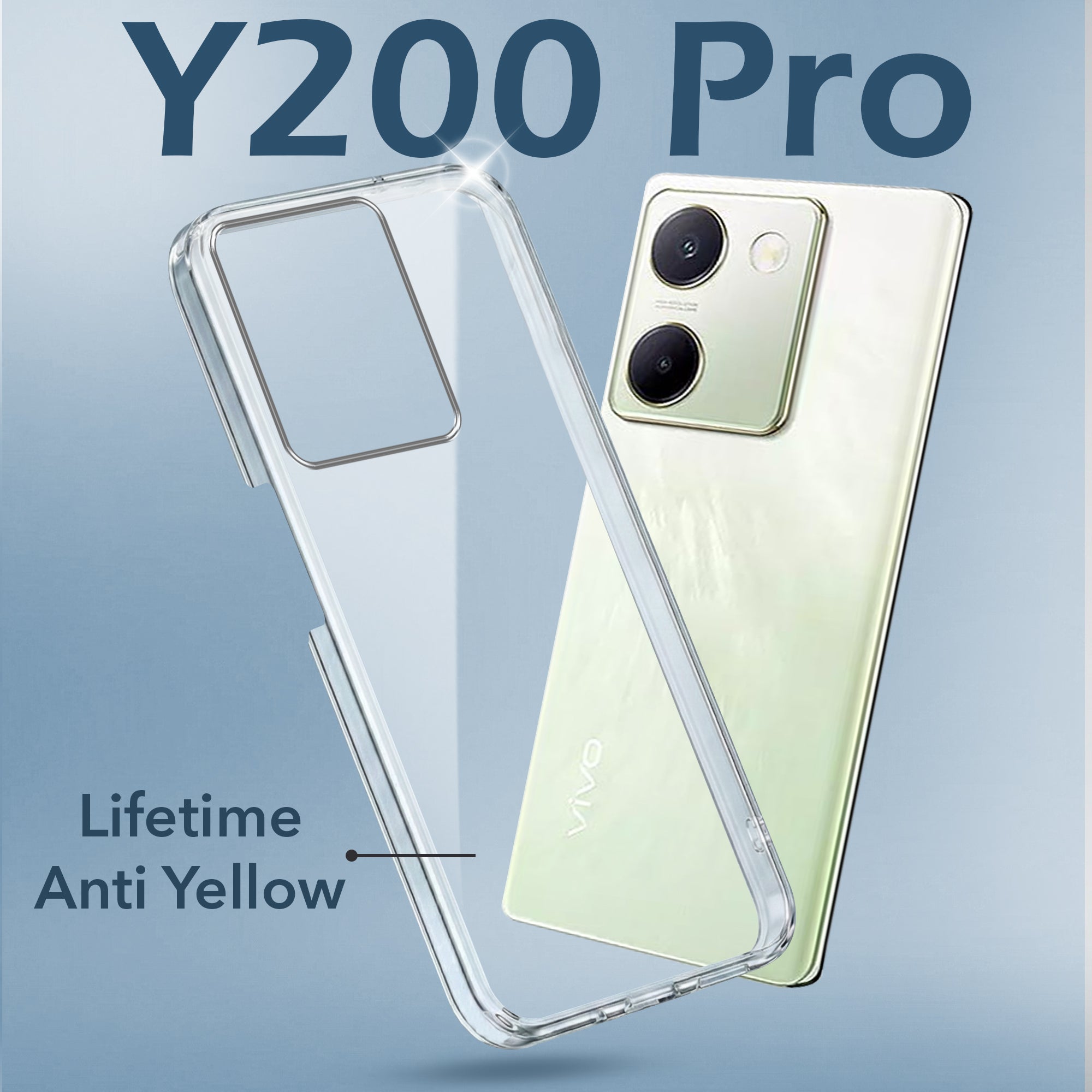 For Vivo Y200 Pro 5G Back Cover Case (Hard Anti Yellow Clear Case | Drop & Camera Protection | Shockproof Polycarbonate)