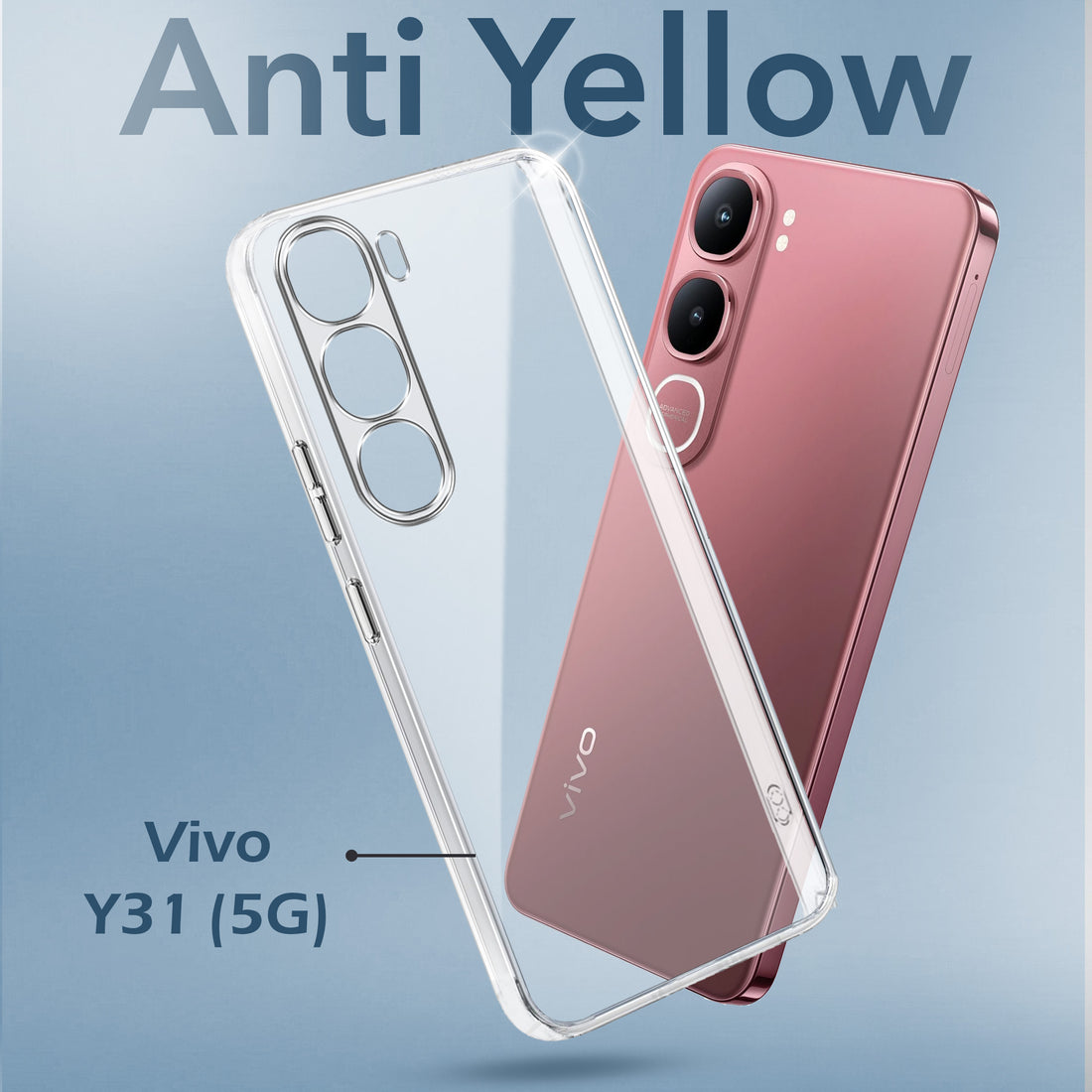 For Vivo Y31 5G Back Cover Case Lifetime Anti-Yellow Clear (Sleek Hard Crystal | Shockproof and Camera Protection)
