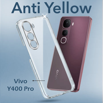 For Vivo Y400 Pro Back Cover Case Lifetime Anti-Yellow Clear (Sleek Hard Crystal | Shockproof and Camera Protection)
