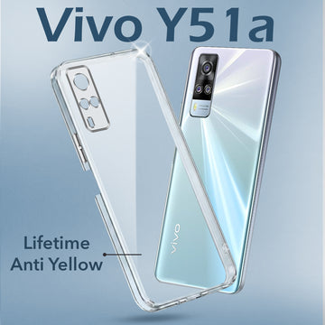For Vivo Y51A Back Cover Case (Hard Anti Yellow Clear Case | Sleek Hard Crystal Clear | Drop & Camera Protection | Shockproof Polycarbonate)
