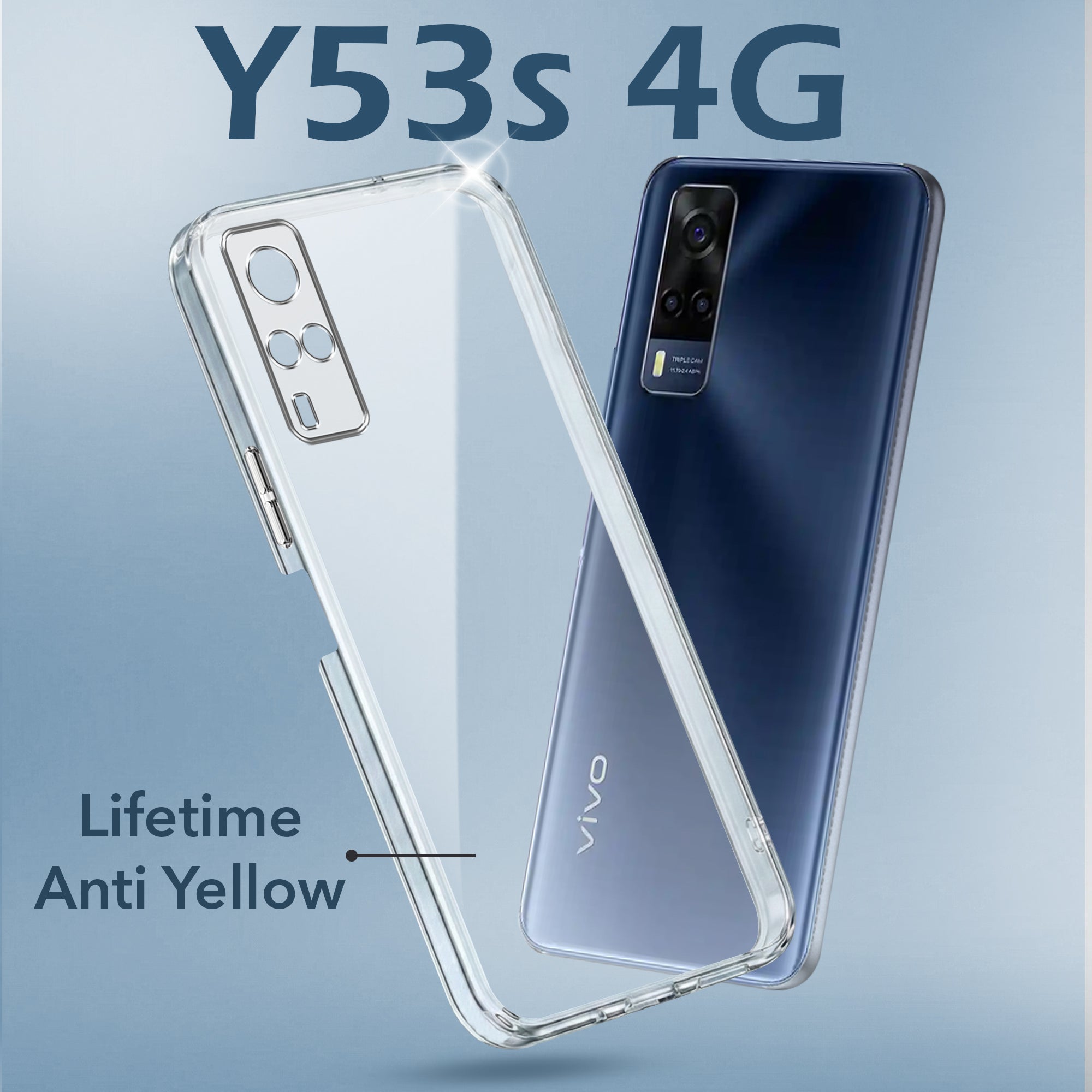 For Vivo Y53s 4G Back Cover Case (Hard Anti Yellow Clear Case | Sleek Hard Crystal Clear | Drop & Camera Protection | Shockproof Polycarbonate)