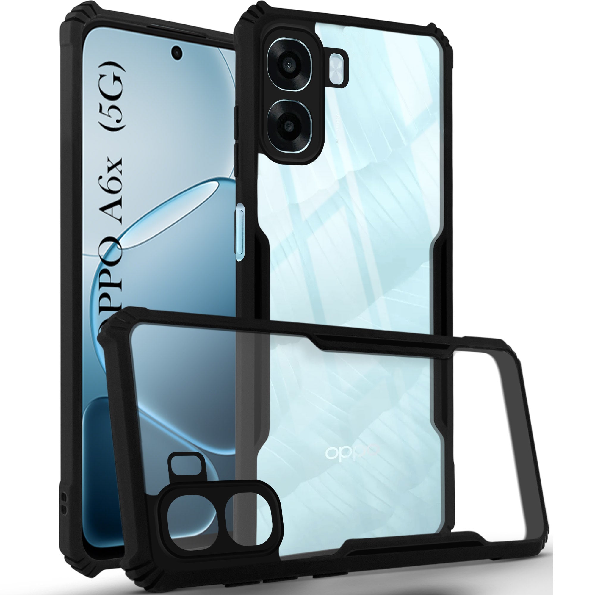 For Oppo A6X | Oppo A6S Back Cover Case Hybrid (Shockproof with Polycarbonate Clear Panel | Professional Black)