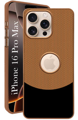 For Apple iPhone 16 Pro Max Back Cover Case (Elegant PU Leather Finish | Premium Minimalist Professional | Camera Protection Bump)