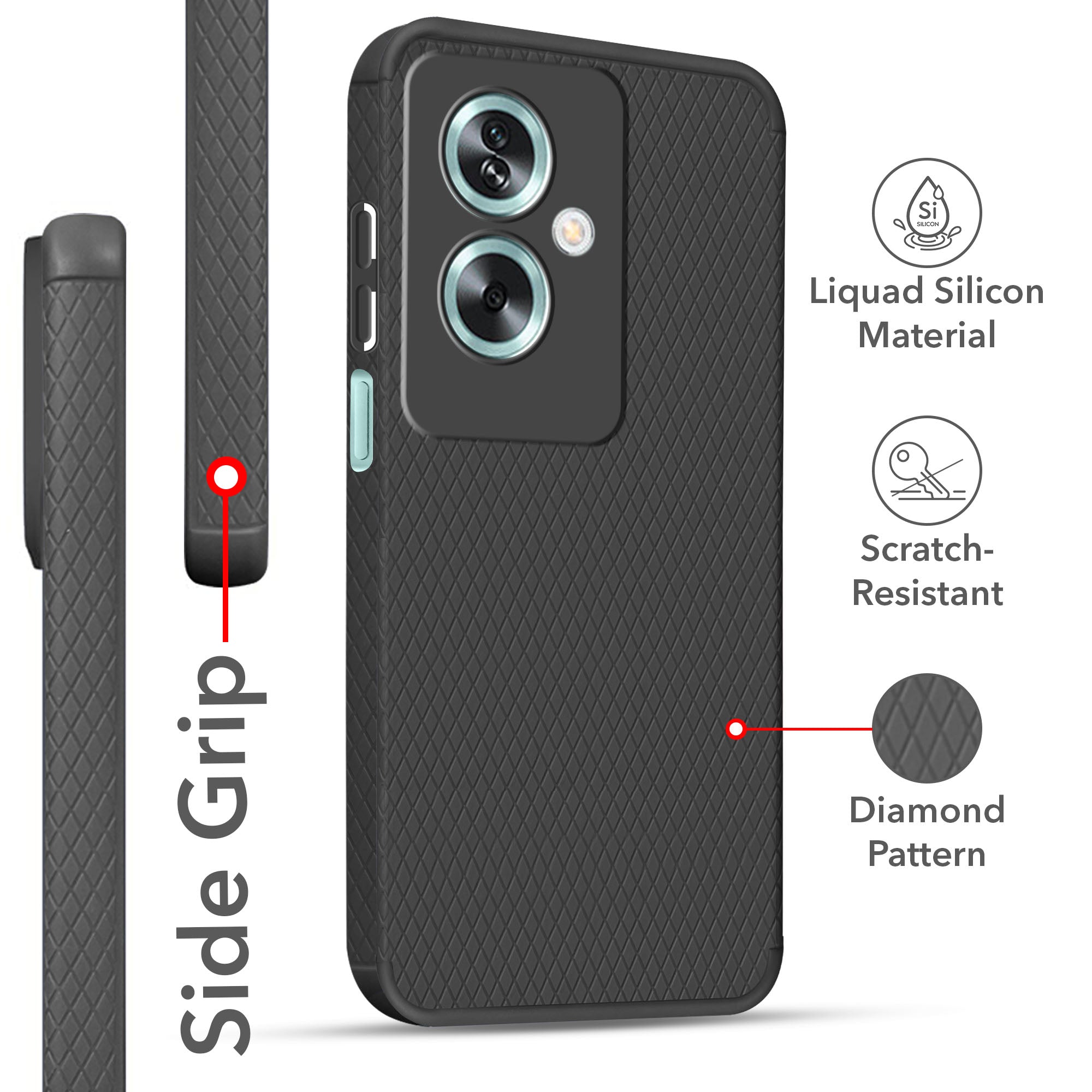 For Oppo A79 5G Back Cover Case (Liquid Silicone | Side Grip | Camera Protection)