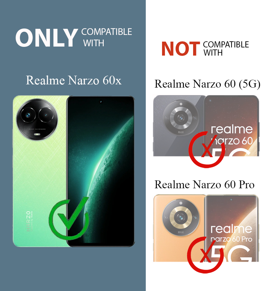 For Realme Narzo 60x Back Cover Case (3D Cute Cartoons | Hard Back Side Soft | Matte Premium Finish | HD Printing)