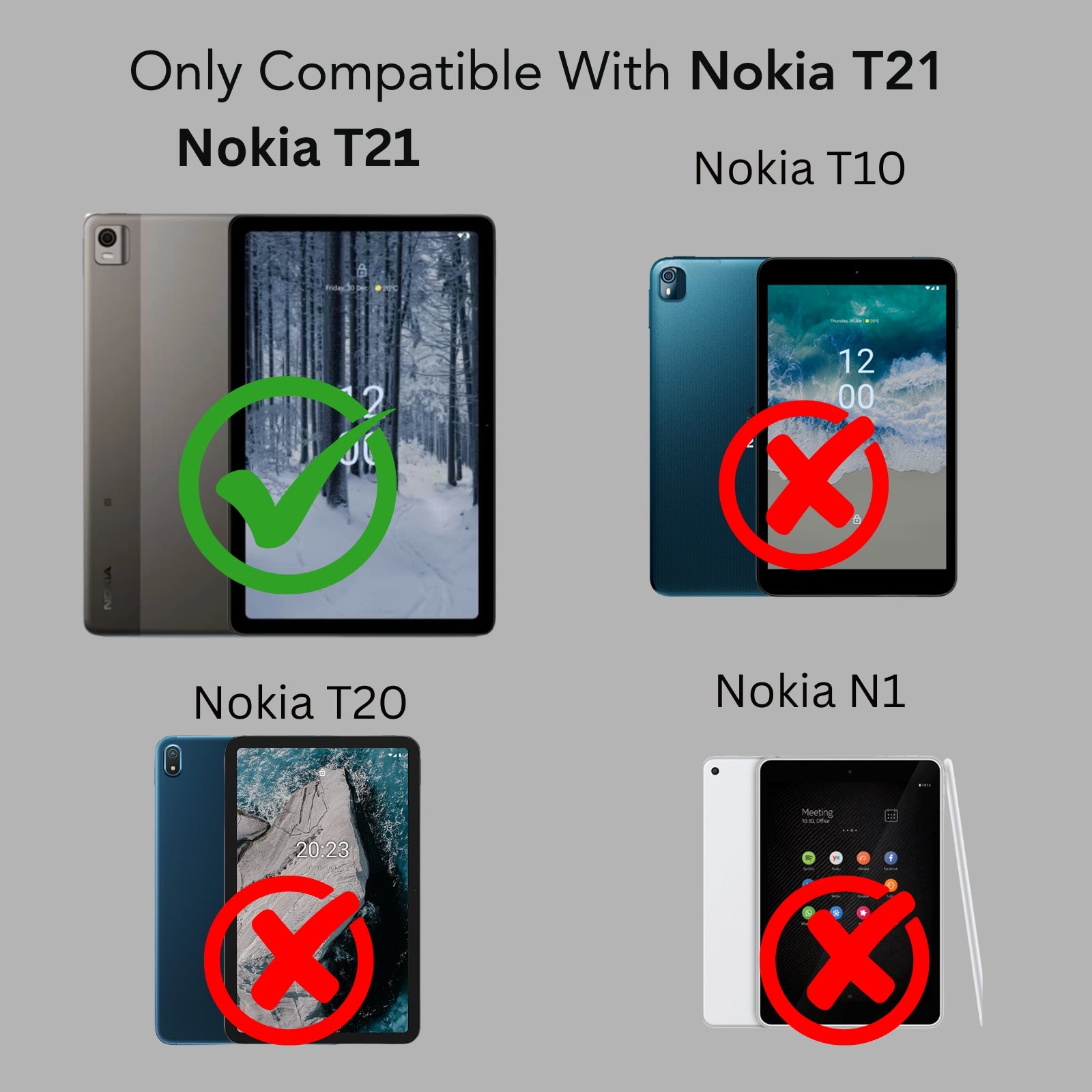 For Flip Cover Folio Case  Nokia T21 (TA-1495, TA-1521, TA-1505, TA-1487) 10 Inch (PU Leather | Multi-Angle Smart Stand | Card Storage Slots | Silicone Back Pouch)