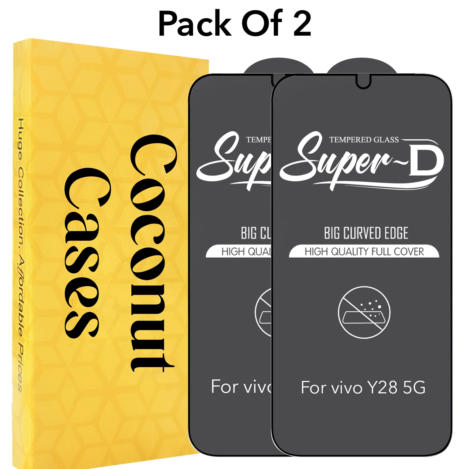 (Pack of 2) For Vivo Y28 5G Tempered Glass Military-Grade Gorilla Screen ProtectorWith Installation Kit | Shatterproof, Full Coverage, HD Clear, Scratch Resistant