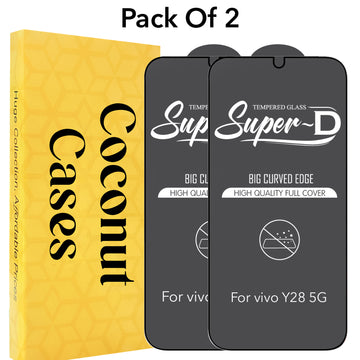 (Pack of 2) For Vivo Y28 5G Tempered Glass Military-Grade Gorilla Screen ProtectorWith Installation Kit | Shatterproof, Full Coverage, HD Clear, Scratch Resistant
