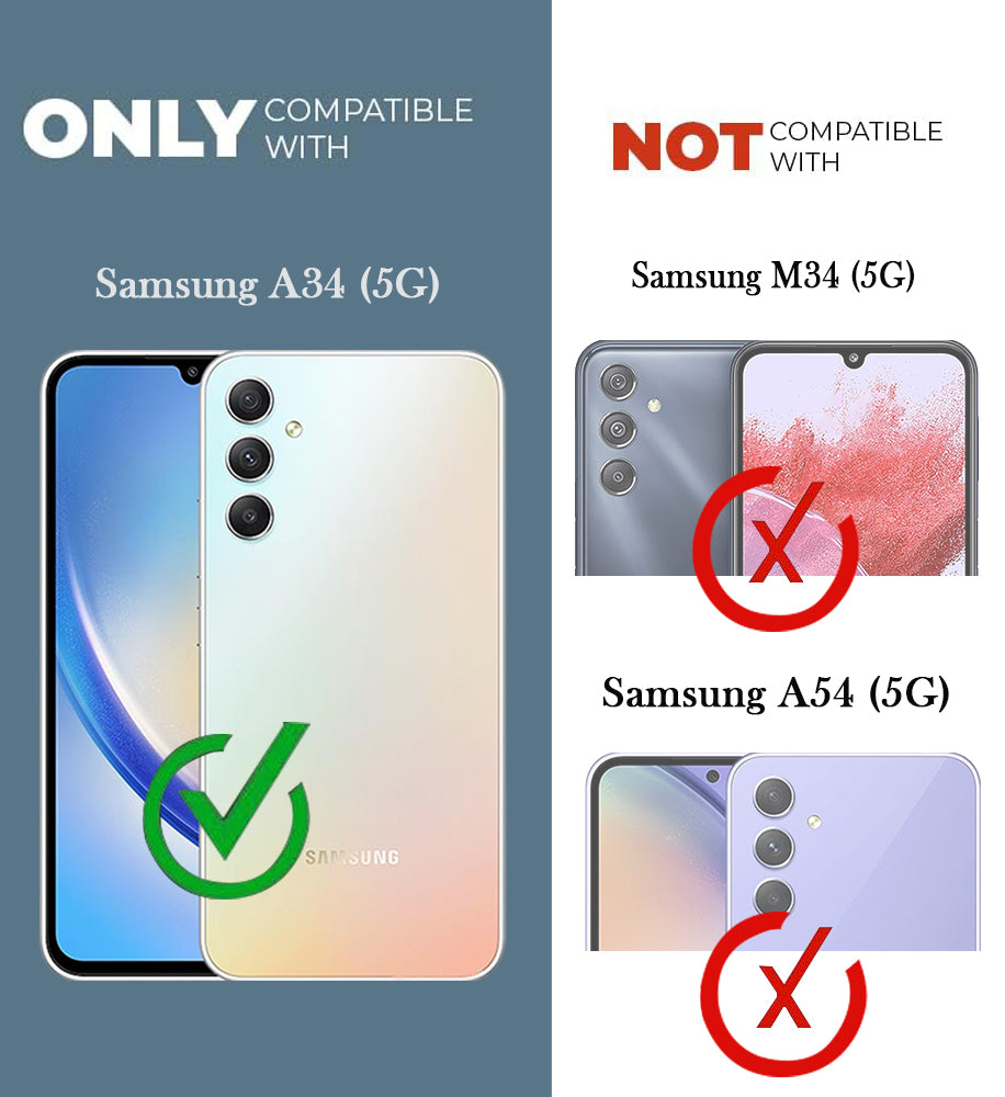 For Samsung Galaxy A34 5G Back Cover Case Lifetime Anti-Yellow Clear (Camera Protection | Side Grip | Wireless MagSafe Compatible)