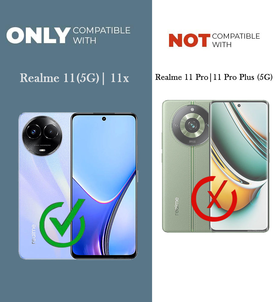 For Realme 11 5G | Realme 11x 5G Back Cover Case Lifetime Anti-Yellow Clear (Camera Protection | Side Grip | Wireless MagSafe Compatible)