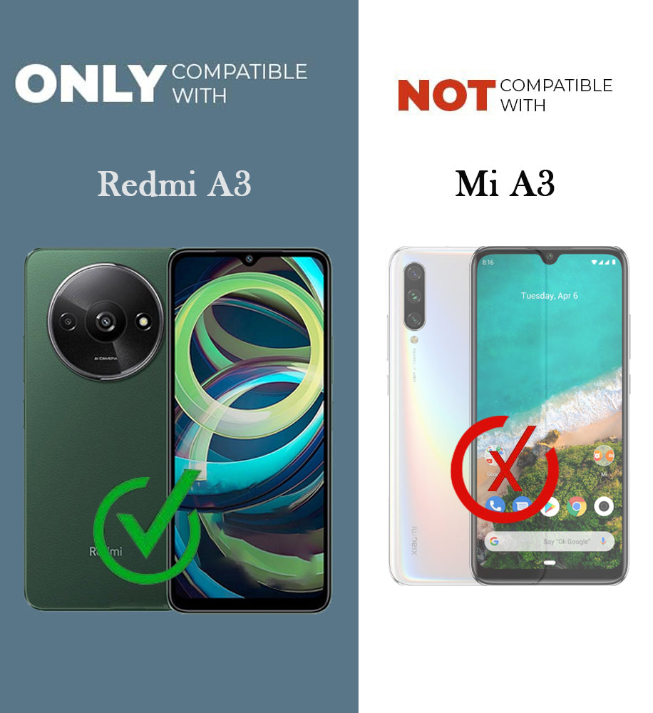 For Xiaomi Redmi A3 Back Cover Case (Matte Finish Silicone with Inside Fiber Cloth)