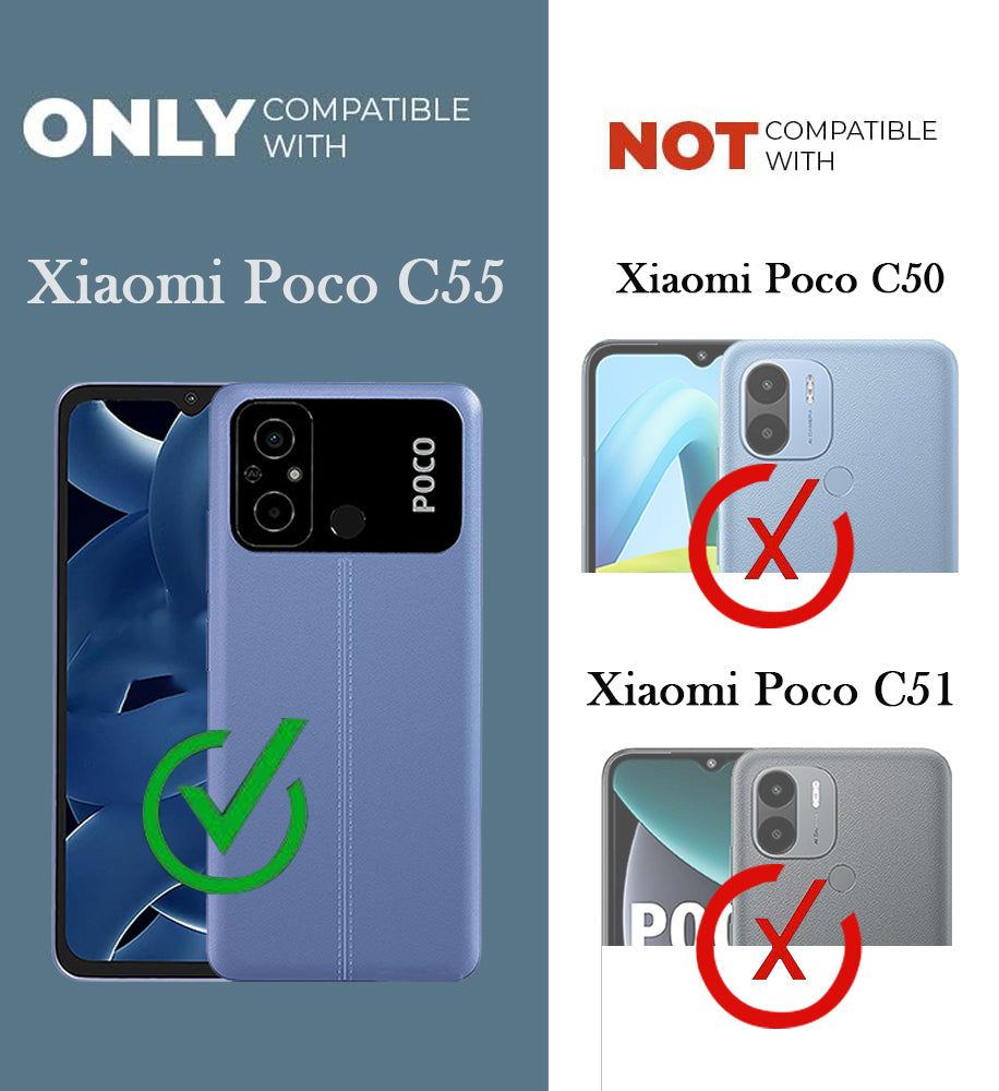 For Poco C55 Back Cover Case Lifetime Anti-Yellow Clear (Sleek Hard Crystal | Shockproof and Camera Protection)