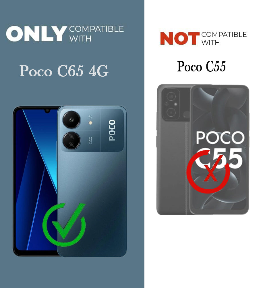 For Poco C65 Back Cover Case (Matte Finish Silicone with Inside Fiber Cloth )