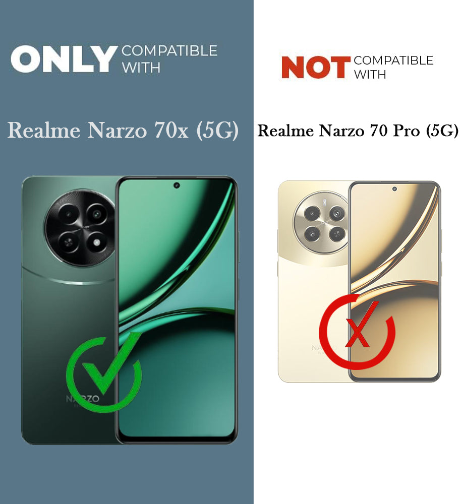 For Realme Narzo 70x 5G Back Cover Case Lifetime Anti-Yellow Clear (Camera Protection | Side Grip | Wireless MagSafe Compatible)