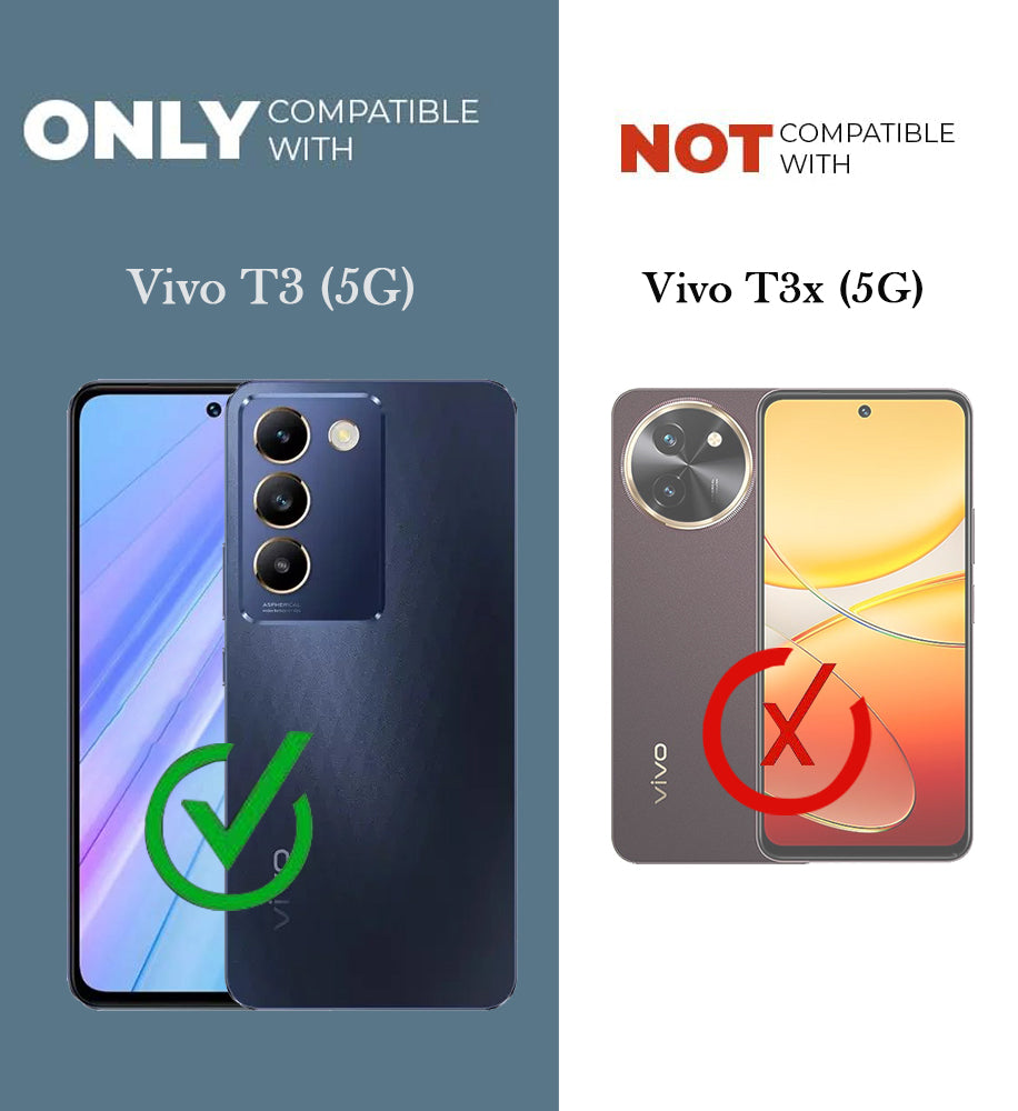 For Vivo T3 5G Back Cover Case Lifetime Anti-Yellow Clear (Camera Protection | Side Grip | Wireless MagSafe Compatible)