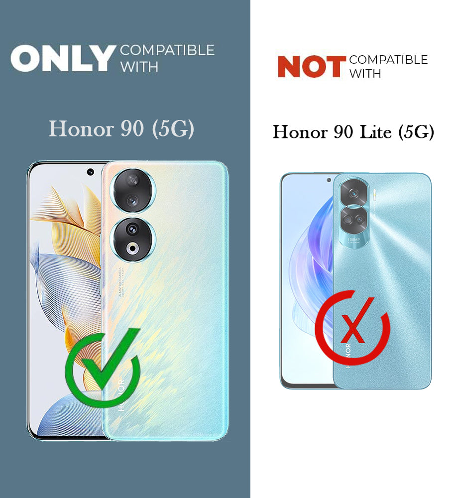 For Honor 90 5G Back Cover Case Hybrid (Shockproof with Polycarbonate Clear Panel | Professional Black)