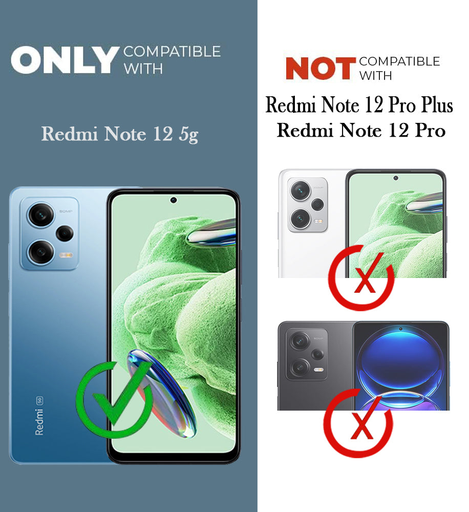 For Redmi Note 12 5G Back Cover Case (Kick Stand Ring Holder | Life time Anti Yellow | Camera Protection)