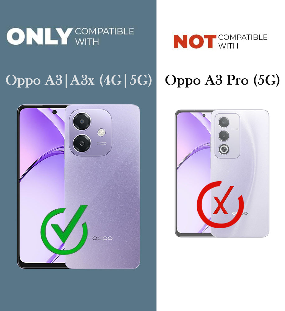 For Oppo A3X (4G/5G) | Oppo A3 5G Combo with Back Cover and 9H Tempered Glass (Lifetime Anti-Yellow | Crystal Clear Shockproof | Oleophobic Coating Screen Glass)