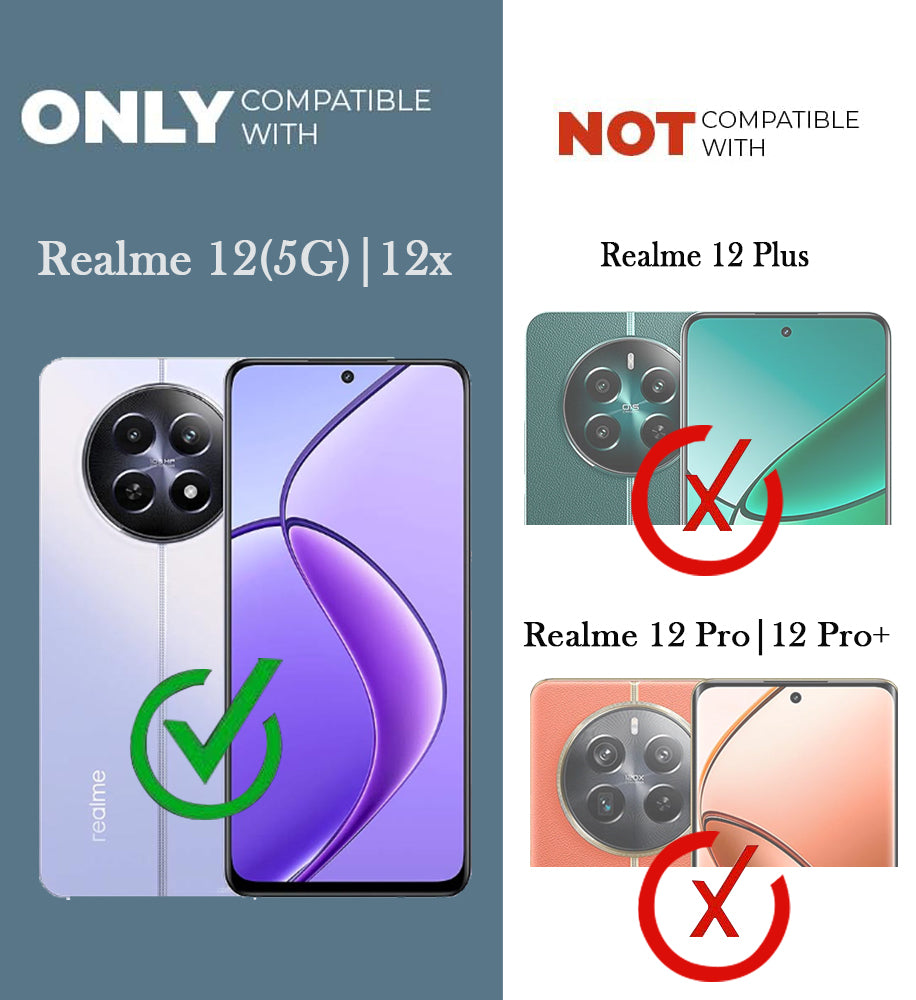 For Realme 12 | Realme 12X Back Cover Case Lifetime Anti-Yellow Clear (Camera Protection | Side Grip | Wireless MagSafe Compatible)