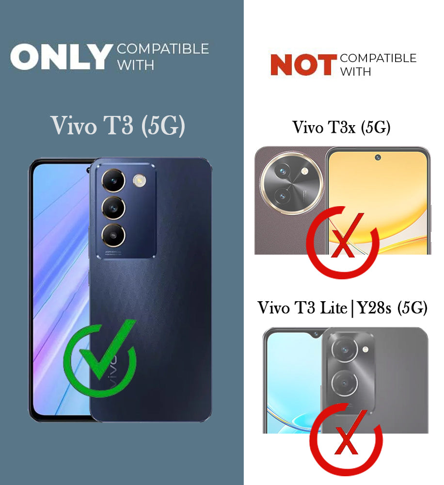 For Vivo T3 5G Back Cover Case (3D Cute Cartoons | Hard Back Side Soft | Matte Premium Finish | HD Printing)